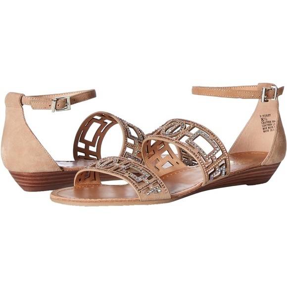 NEW Yellow Box Women's P-Violet Rhinestone Sandal in Color Natural Size 9 - Picture 2 of 11